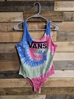Vans Women's Medium Tie Dye Blue Pink Green Tank Style Bodysuit